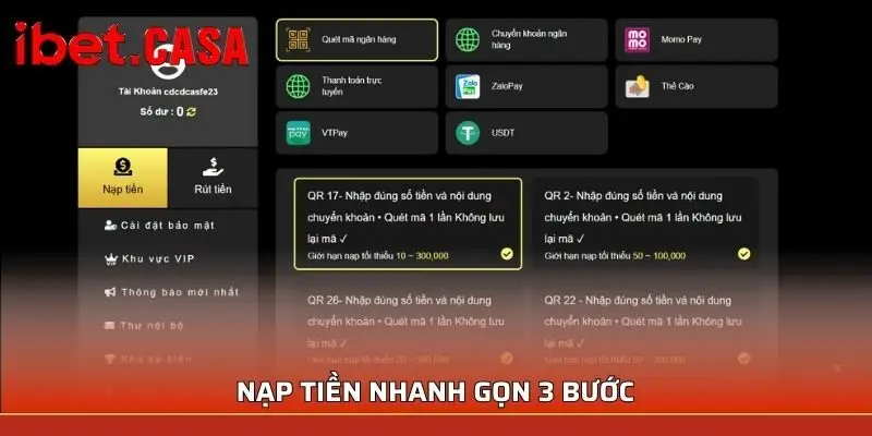 nap tien nhanh gon 3 buoc Nạp tiền nhanh gọn 3 bước